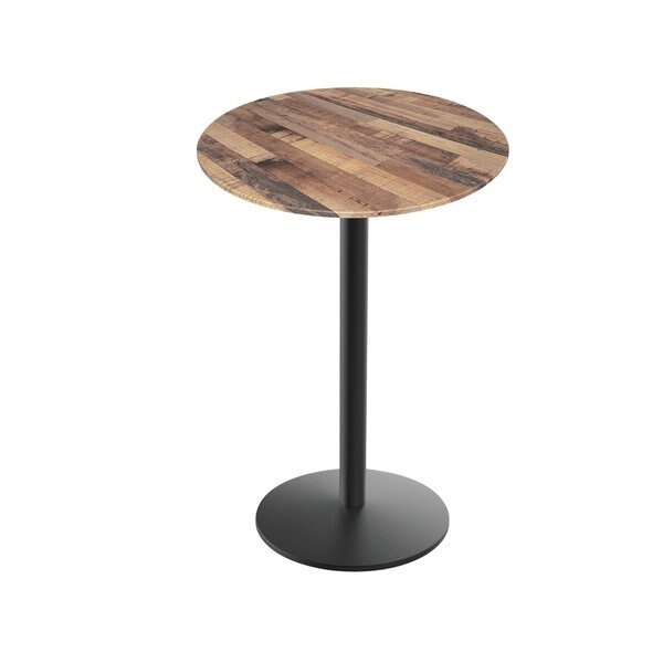 42 Tall OD214 Black Table Base w22 Diameter foot and 32 Diameter Rustic Top, IndoorOutdoor, Holland Bar Stool Co, Mfr#: OD214-2242BWODS32RRustic